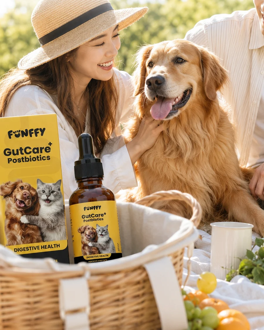 A couple sharing a sunny outdoor day with their dog